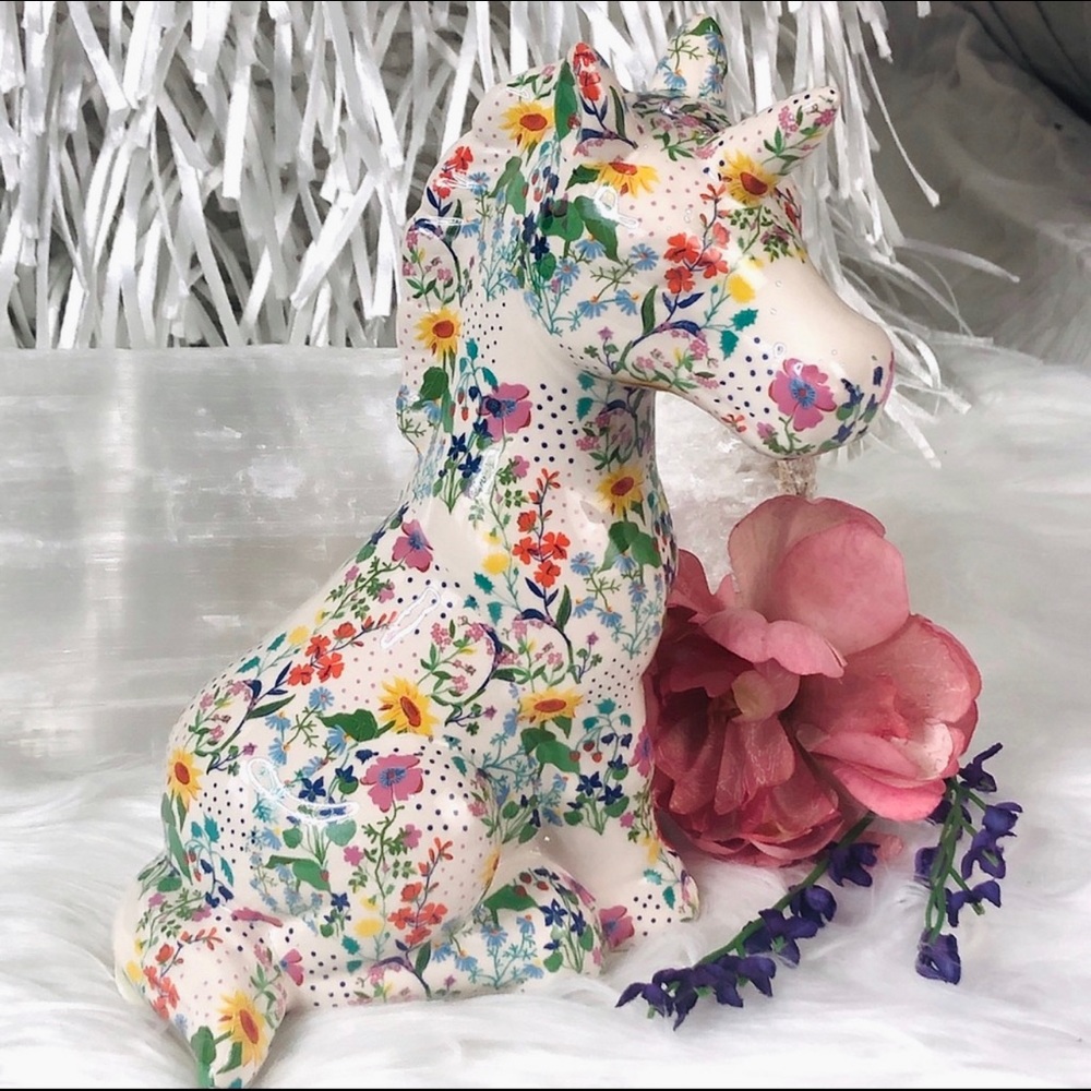 MAGICAL UNICORN Fantasy Flower Coin Piggy Bank Floral colorful Art And Fantasy - Picture 2 of 8
